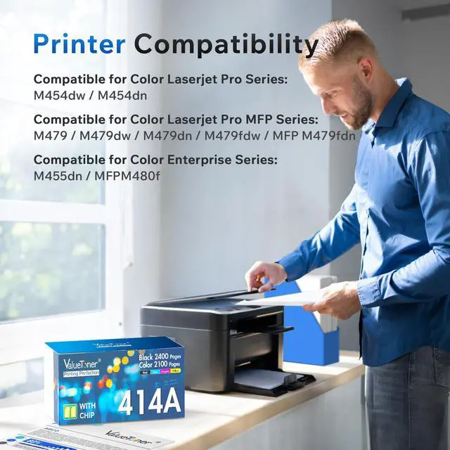 Alt view image 2 of 7 - 414A Replacement for HP 414A Toner Cartridges 4 Pack M479fdw | compatible with hp 414a 414x toner cartridges 4 pack M479fdw M479fdn M479dw M454dw M454dn M479 M454 M480f Printer