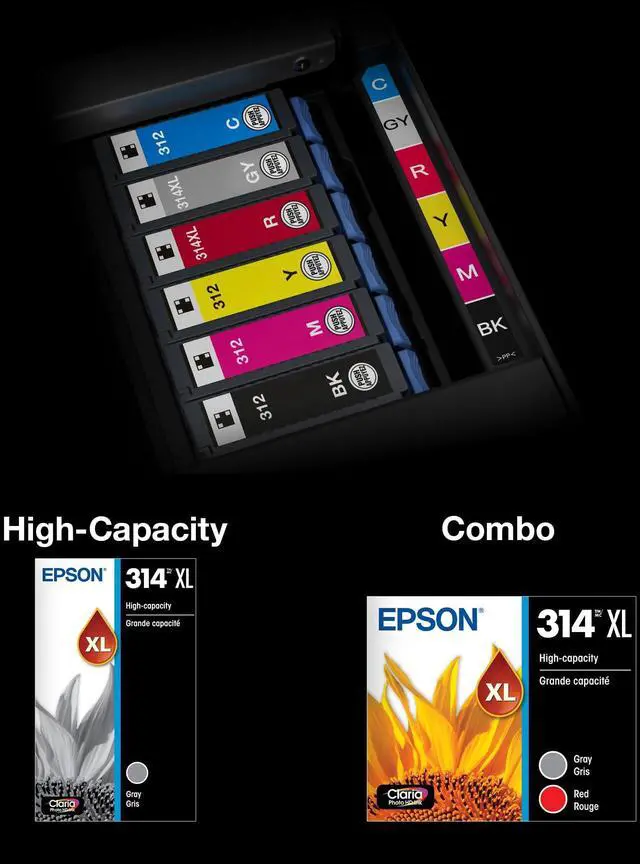 Alt view image 5 of 6 - 314 Claria Photo HD Ink High Capacity (T314XL922-S) Works with Expression XP-15000 Gray/red