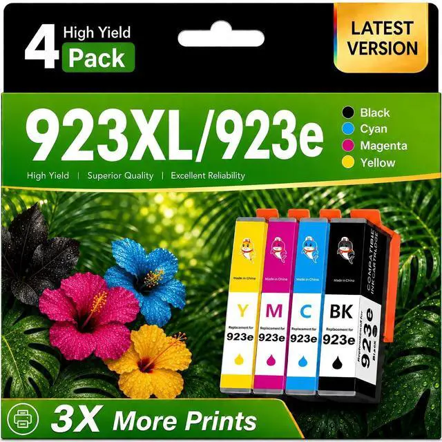 Main image of 923e 923XL Ink Cartridges Combo Pack Replacement for HP 923 Ink Cartridges for HP Printers HP923 Compatible with HP OfficeJet Pro 8130e 8125e 8120e 8135e 8138e 8139e 8130 8125 8120 Printer,4 Pack