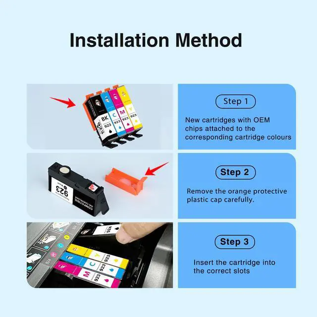 Alt view image 6 of 7 - 923e 923XL Ink Cartridges Combo Pack Replacement for HP 923 Ink Cartridges for HP Printers HP923 Compatible with HP OfficeJet Pro 8130e 8125e 8120e 8135e 8138e 8139e 8130 8125 8120 Printer,4 Pack