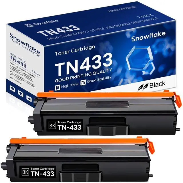 Main image of TN-433BK TN433BK 2-Pack High Yield Black Toner Cartridge Compatible TN433BK TN-433BK Replacement for Brother TN433 TN-433 TN 433 MFC-L8900CDW HL-L8360CDW HL-L8260CDW Printer