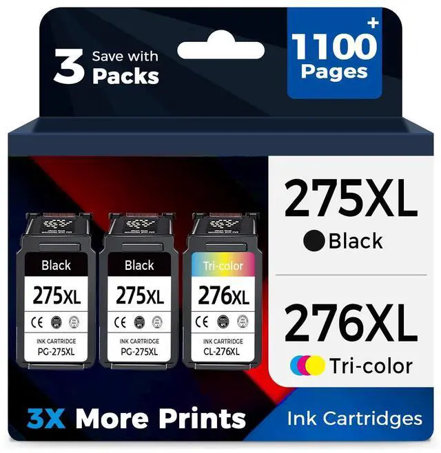 Main image of Compatible Ink Cartridge Replacement for Canon 275XL 276XL 275 276 XL PG275 CL276 (2-Black, 1-Color, 3-Pack) for TS3522 TR4720 TS3500 TS3520 TR4700 TS3700 TS3720 TS3722 TR4722 Printer