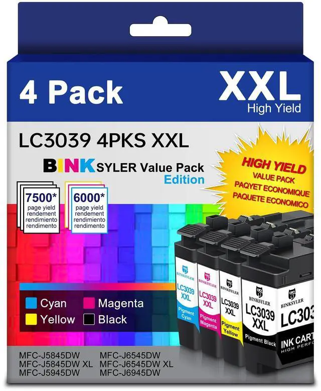 Main image of LC3039 BK/C/M/Y XXL Ink Cartridges, Extra High Yield Compatible for Brother LC3037 LC3039XXL Work for MFC-J5945DW MFC-J5845DW MFC-J6545DW MFC-J6945DW Printer 4-Pack