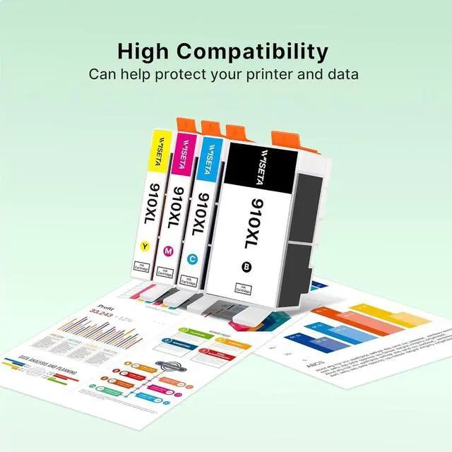 Alt view image 6 of 7 - 910XL Ink Cartridges for HP Printers (5-Pack) Black Cyan Magenta Yellow Replacement for HP 910XL Ink Cartridges Combo Pack Works for OfficeJet 8010 8020 Series, Pro 8025e 8020, 8030 Series