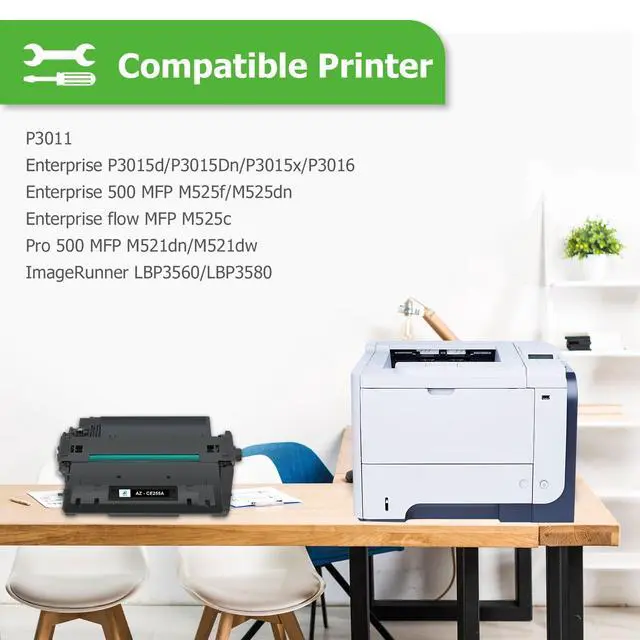 Alt view image 3 of 7 - CE255A 55A Black Toner Cartridge for HP 55X CE255X P3015 M521dn 2 Pack | Compatible for HP 55A CE255A LaserJet P3015 for P3011 P3015d P3015x P3015dn P3016 Pro 500 MFP M521dn M521dw M521 Printer