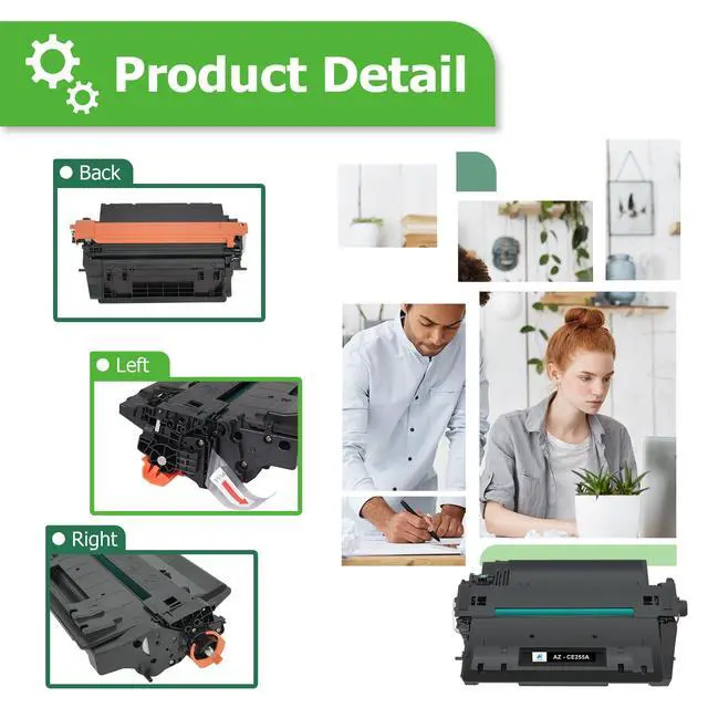 Alt view image 5 of 7 - CE255A 55A Black Toner Cartridge for HP 55X CE255X P3015 M521dn 2 Pack | Compatible for HP 55A CE255A LaserJet P3015 for P3011 P3015d P3015x P3015dn P3016 Pro 500 MFP M521dn M521dw M521 Printer