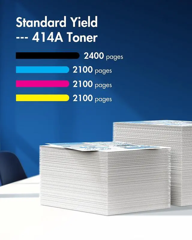 Alt view image 3 of 7 - 414A Toner Cartridge 4 Pack Replacement for HP 414A HP 414X Toner with Chip | Compatible for HP Color Laserje Pro MFP M479fdw Toner, Color Laserje Pro M454dw M454dn M480f M455dn Printer | W2020A