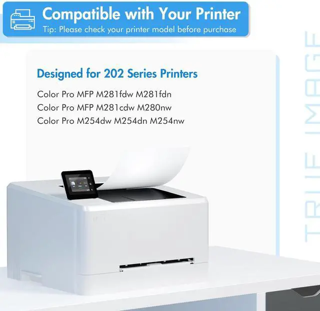 Alt view image 2 of 7 - 202A 202X Toner Cartridges for HP 202 CF500A CF500X M281fdw 5 Pack | Compatible for HP Color LaserJet Pro MFP M281cdw M254dw M281fdn M254dn M254nw M281 M254 Toner Printer Ink 2BK/C/Y/M