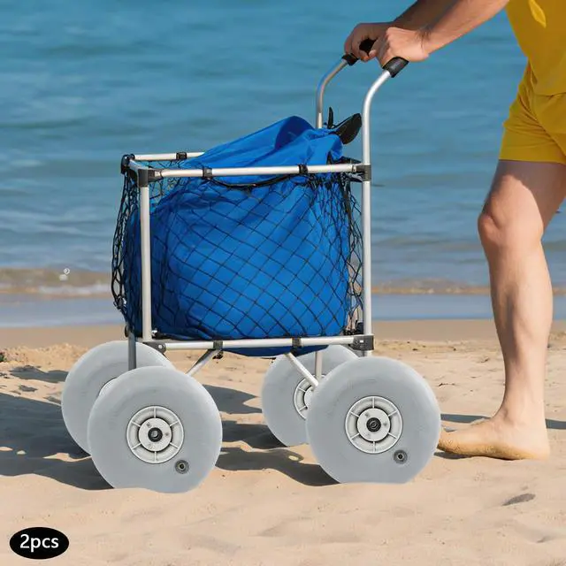Alt view image 2 of 7 - 12" Beach Balloon Wheels 2 Packs PVC Cart Tires Replacement Big Sand Wheels for Beach Cart, Wagon, Kayak Trolley & Canoe Dolly - Heavy Duty Beach Cart Tires (12-Inchs)