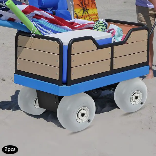 Alt view image 3 of 7 - 12" Beach Balloon Wheels 2 Packs PVC Cart Tires Replacement Big Sand Wheels for Beach Cart, Wagon, Kayak Trolley & Canoe Dolly - Heavy Duty Beach Cart Tires (12-Inchs)