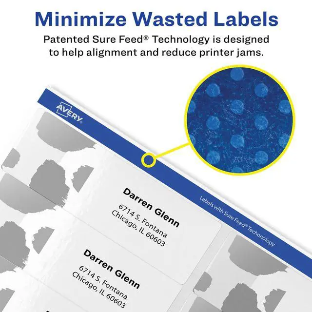 Alt view image 2 of 7 - Easy Peel Printable Address Labels with Sure Feed, 1" x 4", White, 3,500 Blank Mailing Labels (05962)
