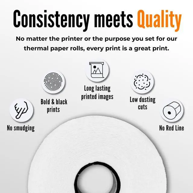 Alt view image 5 of 7 - 3 1/8 X 230 Thermal Paper Rolls (10 Rolls/Box) BPA-Free Rolls for POS Systems, Cash Registers & Credit Card Machines