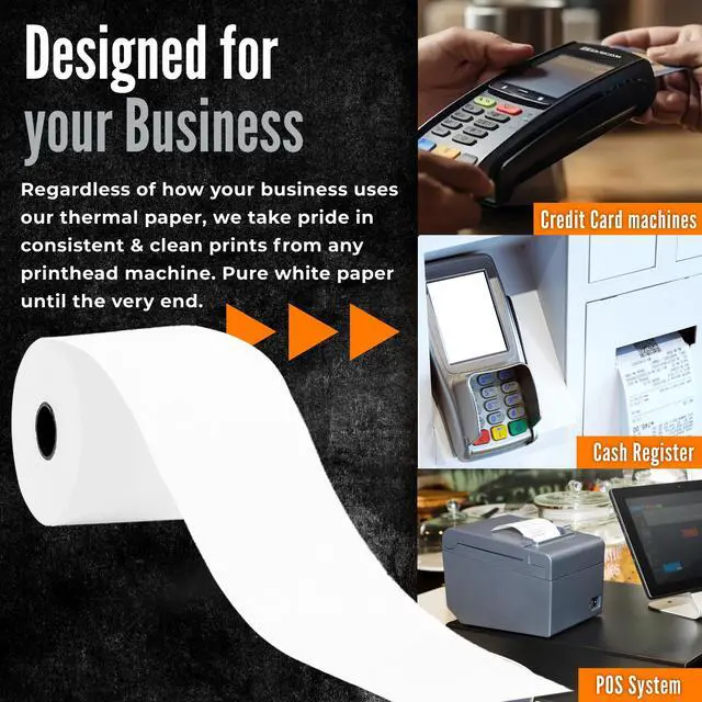Alt view image 4 of 7 - 3 1/8 X 230 Thermal Paper Rolls (10 Rolls/Box) BPA-Free Rolls for POS Systems, Cash Registers & Credit Card Machines