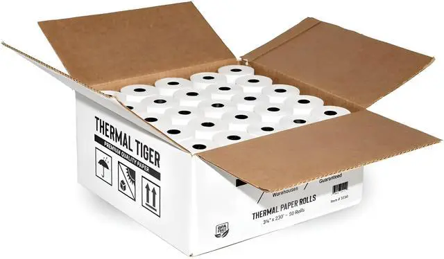 Main image of 3 1/8" x 230' Thermal Receipt Paper Rolls (50 Rolls) BPA-Free, Universal POS Compatibility for Clover, Epson, & Verifone Crisp Printing & 5-Year Image Life