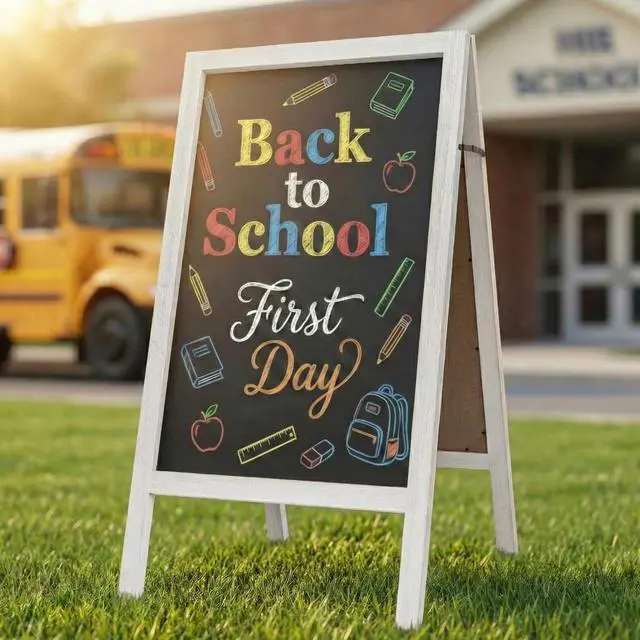 Main image of A Frame Chalkboard Signs, 40"x20" Extra Large Chalk Board, White | Double-sided, Large Writing Area, Foldable Design, Lightweight Easy to Move and Set Up, Great for Bar Wedding and School