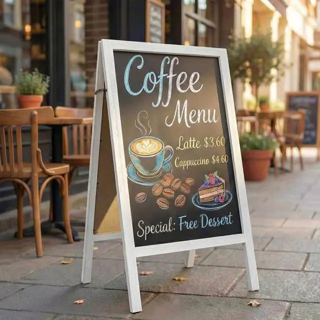 Alt view image 6 of 7 - A Frame Chalkboard Signs, 40"x20" Extra Large Chalk Board, White | Double-sided, Large Writing Area, Foldable Design, Lightweight Easy to Move and Set Up, Great for Bar Wedding and School