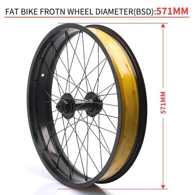 Alt view image 2 of 7 - 26in Snow Bike Front Wheel for E-Bike 26in X4.0 Tire Fat Bicycles Wheel for Beach Bike/Electric Bicycles Aluminum Alloy 36H Quick Release 9x135mm 6 Bolts Disc Brake Hub