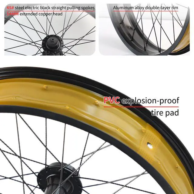 Alt view image 3 of 7 - 26in Snow Bike Front Wheel for E-Bike 26in X4.0 Tire Fat Bicycles Wheel for Beach Bike/Electric Bicycles Aluminum Alloy 36H Quick Release 9x135mm 6 Bolts Disc Brake Hub