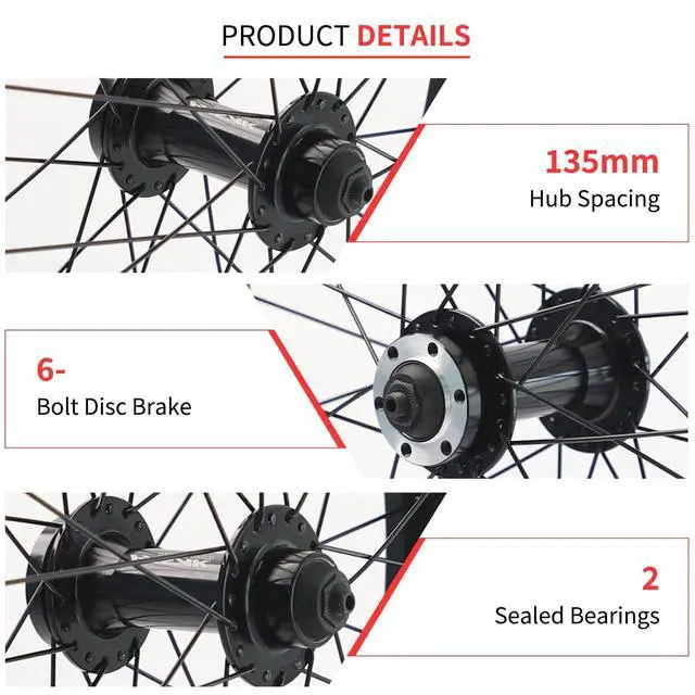 Alt view image 4 of 7 - 26in Snow Bike Front Wheel for E-Bike 26in X4.0 Tire Fat Bicycles Wheel for Beach Bike/Electric Bicycles Aluminum Alloy 36H Quick Release 9x135mm 6 Bolts Disc Brake Hub