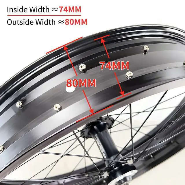 Alt view image 5 of 7 - 26in Snow Bike Front Wheel for E-Bike 26in X4.0 Tire Fat Bicycles Wheel for Beach Bike/Electric Bicycles Aluminum Alloy 36H Quick Release 9x135mm 6 Bolts Disc Brake Hub