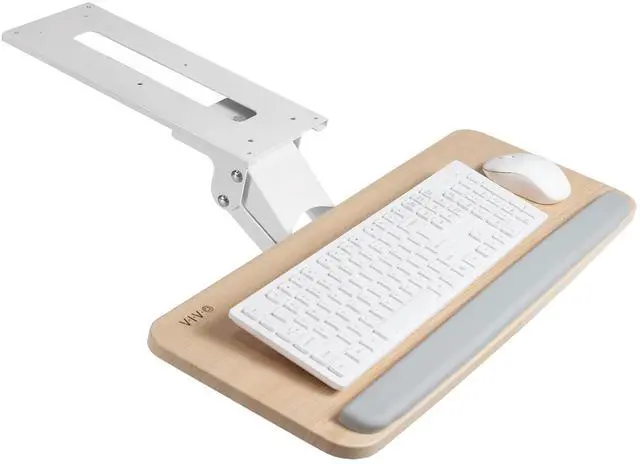 Main image of Light Wood Under Desk 25 x 10 inch Keyboard Tray, MOUNT-KB03C | Adjustable Computer Keyboard and Mouse Platform, Ergonomic Under Table Desk Mount Drawer, Full Swivel