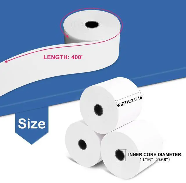Alt view image 2 of 6 - (24 Rolls) 2 5/16" x 400' Thermal Paper Receipt Rolls, Compatible with Dresser Wayne, Gilbarco, VeriFone Ruby, Speedpass, Vista and Other POS Systems Thermal Paper BPA Free