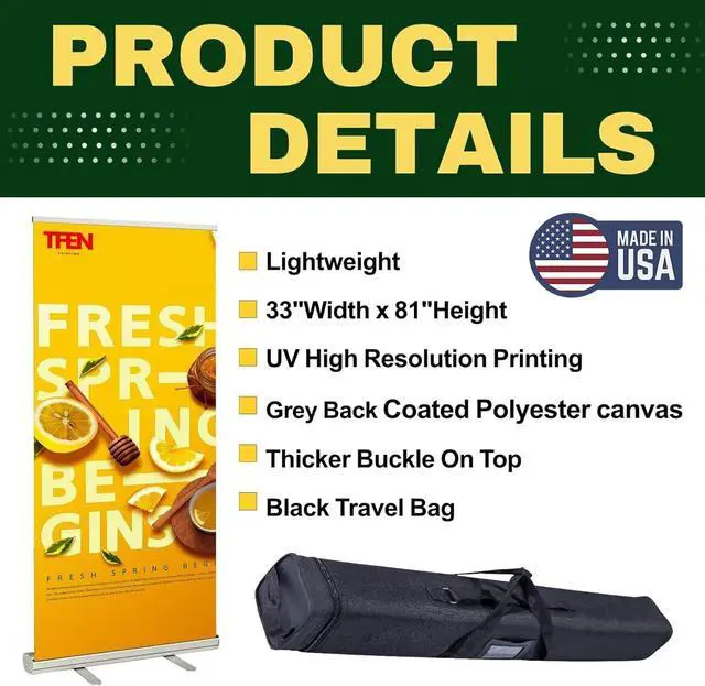 Alt view image 4 of 7 - Custom Retractable Banner with Aluminum Silver Stand Ready in 1 Day, Personalized Roll Up Banner, Full Color Pop Up Display Sign with Travel Bag for Events, Trade Shows, and Photo Booths,33" × 81"