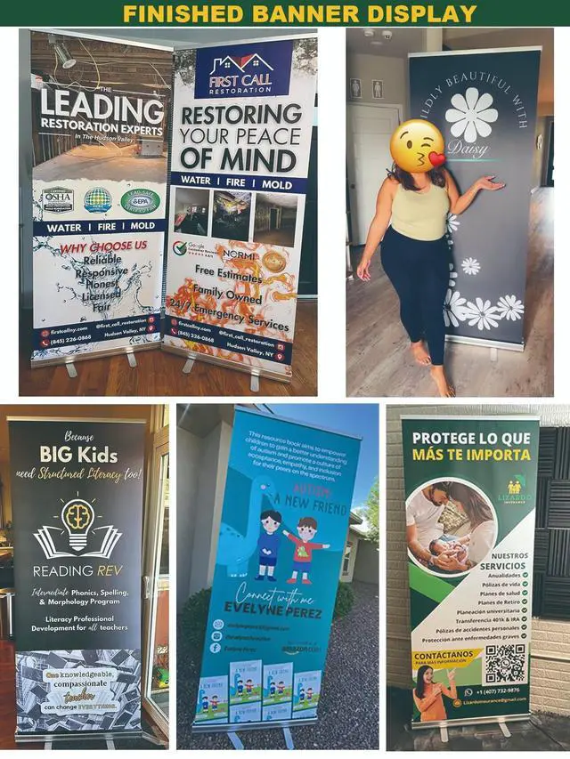 Alt view image 6 of 7 - Custom Banner Aluminum Black Retractable Banner-Made in USA-33"x81" with Stand Roll up Banner for Business, Trade Shows, Stores, Advertising, Events, Personalized Banners