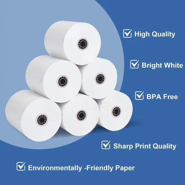 Alt view image 3 of 7 - (50 Rolls) 3" x 165' Kitchen Register Rolls,1 Ply Bond Printer Receipt Paper POS Cash Register Paper (Non Thermal Kitchen Printer Paper) for TMU200 SRP275 from