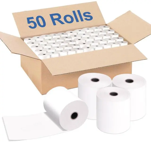 Main image of (50 Rolls) 3" x 165' Kitchen Register Rolls,1 Ply Bond Printer Receipt Paper POS Cash Register Paper (Non Thermal Kitchen Printer Paper) for TMU200 SRP275 from