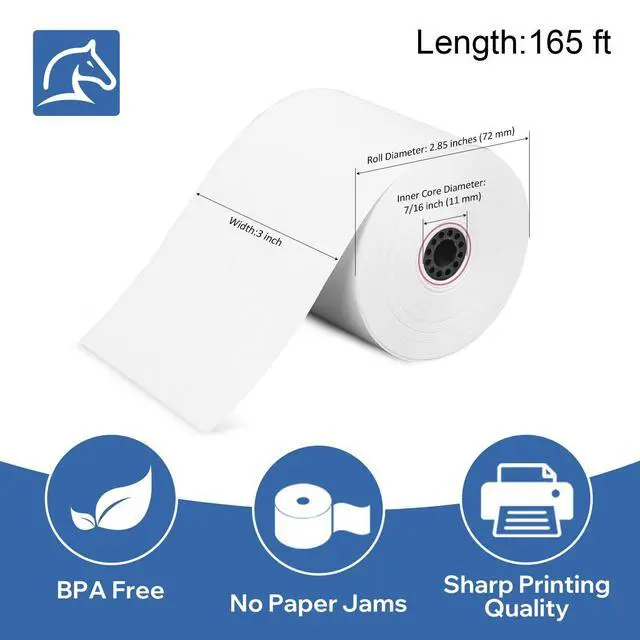Alt view image 2 of 7 - (50 Rolls) 3" x 165' Kitchen Register Rolls,1 Ply Bond Printer Receipt Paper POS Cash Register Paper (Non Thermal Kitchen Printer Paper) for TMU200 SRP275 from