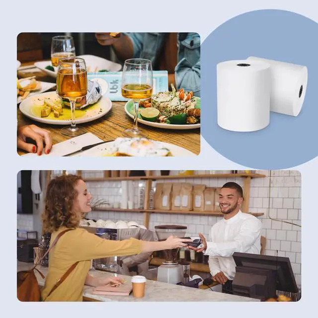 Alt view image 7 of 7 - (50 Rolls) 3" x 165' Kitchen Register Rolls,1 Ply Bond Printer Receipt Paper POS Cash Register Paper (Non Thermal Kitchen Printer Paper) for TMU200 SRP275 from