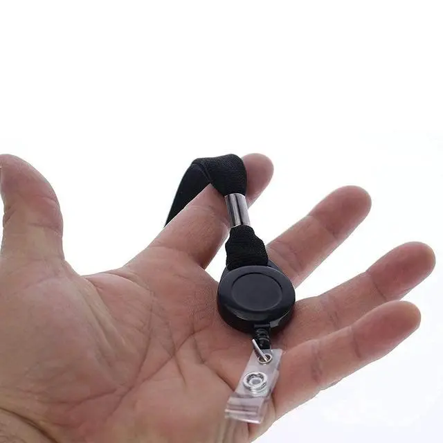 Alt view image 4 of 6 - Bulk 25 Pack - Comfort Black Breakaway Lanyard & Retractable Badge Reel Combo - Stretchy Neck Strap with Retracting Reel Cord for Office Badges, Keys and Access Cards