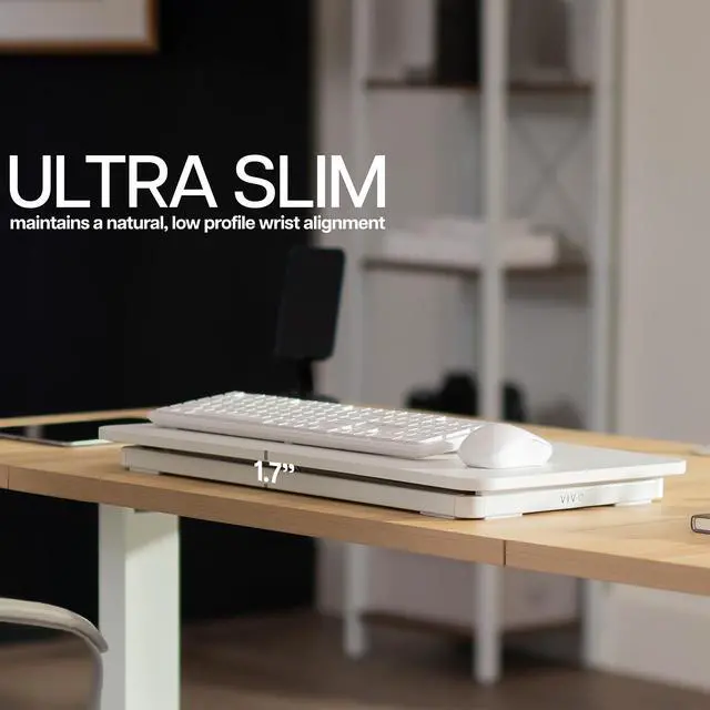 Alt view image 3 of 7 - Single Top 24 inch Scissors Lift Keyboard and Mouse Riser, Height Adjustable Laptop Desk, For Ergonomic Sit Stand Workstations, White, DESK-V024AW