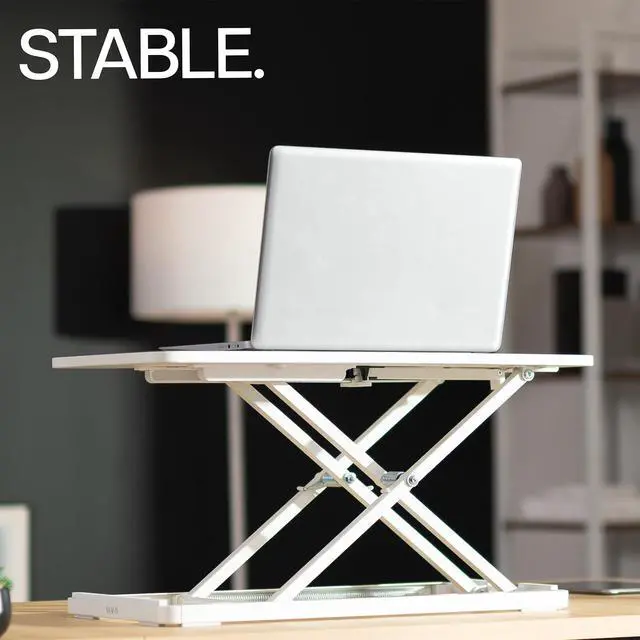 Alt view image 7 of 7 - Single Top 24 inch Scissors Lift Keyboard and Mouse Riser, Height Adjustable Laptop Desk, For Ergonomic Sit Stand Workstations, White, DESK-V024AW