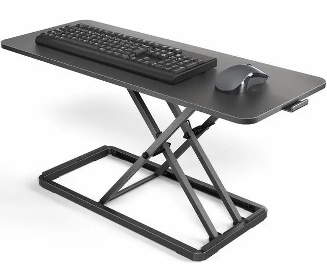 Main image of Single Top 30 inch Scissors Lift Keyboard and Mouse Riser, Height Adjustable Laptop Desk, For Ergonomic Sit Stand Workstations, Black, DESK-V030A