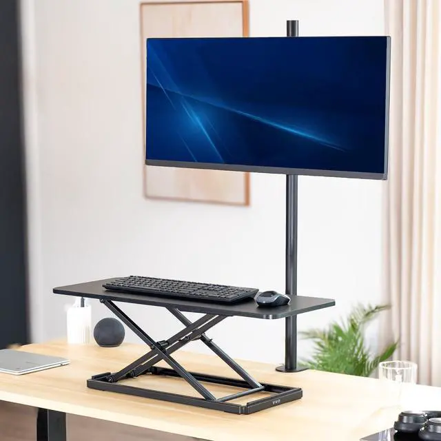 Alt view image 2 of 7 - Single Top 30 inch Scissors Lift Keyboard and Mouse Riser, Height Adjustable Laptop Desk, For Ergonomic Sit Stand Workstations, Black, DESK-V030A