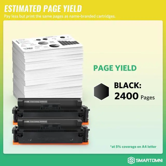 Alt view image 2 of 7 - 414A Toner Cartridges Black (with Chip) Works with Color Pro MFP M479fdw M479fdn M454dw M454dn M479dw M455dn M479 M454, Enterprise Laser Jet M455dn M480f Printer | W2020A 414X W2020X, Pack of 2