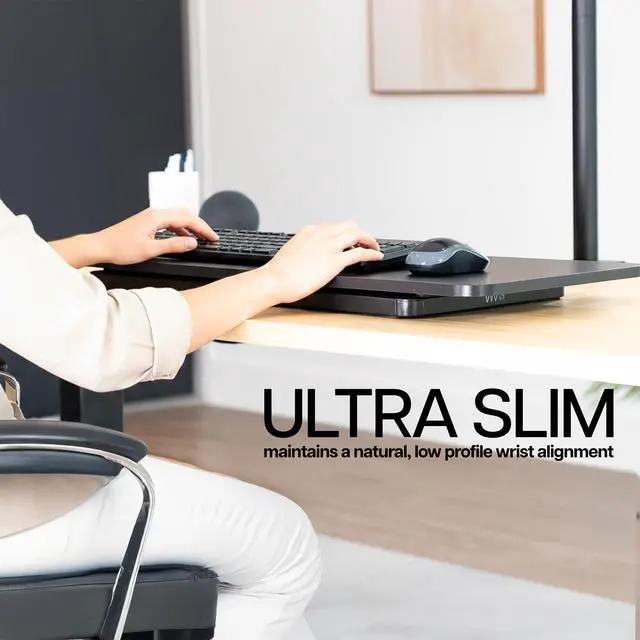 Alt view image 3 of 7 - Single Top 30 inch Scissors Lift Keyboard and Mouse Riser, Height Adjustable Laptop Desk, For Ergonomic Sit Stand Workstations, Black, DESK-V030A