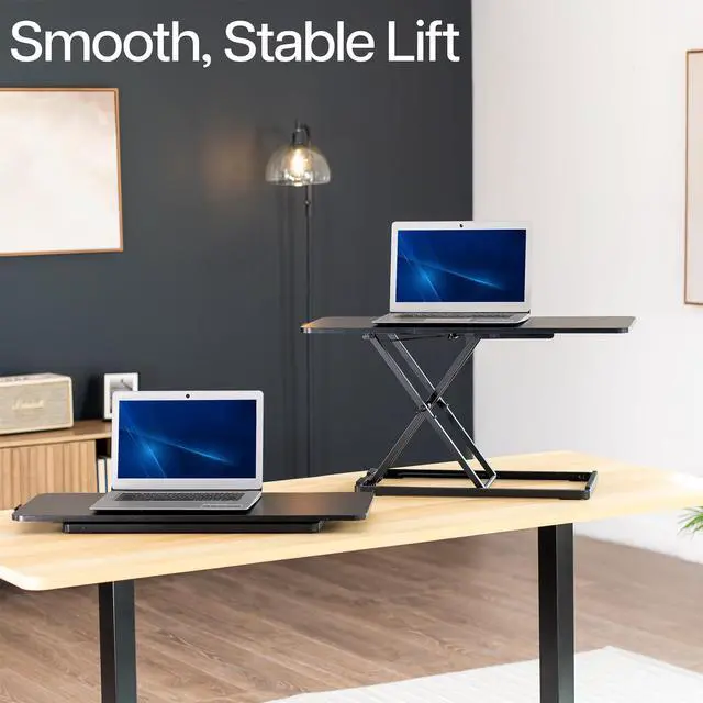 Alt view image 4 of 7 - Single Top 30 inch Scissors Lift Keyboard and Mouse Riser, Height Adjustable Laptop Desk, For Ergonomic Sit Stand Workstations, Black, DESK-V030A