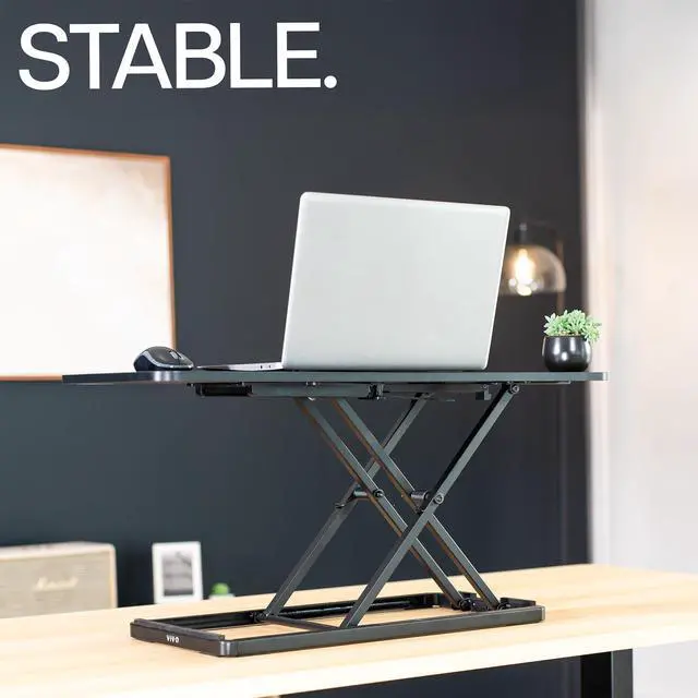 Alt view image 7 of 7 - Single Top 30 inch Scissors Lift Keyboard and Mouse Riser, Height Adjustable Laptop Desk, For Ergonomic Sit Stand Workstations, Black, DESK-V030A