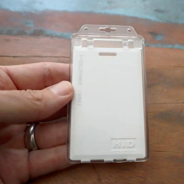 Alt view image 5 of 6 - Bulk 50 Pack - Permanent Locking Hard Plastic Badge Holder - Vertical Clear Heavy Duty Secure Case Holder for One or Two I'd Cards by