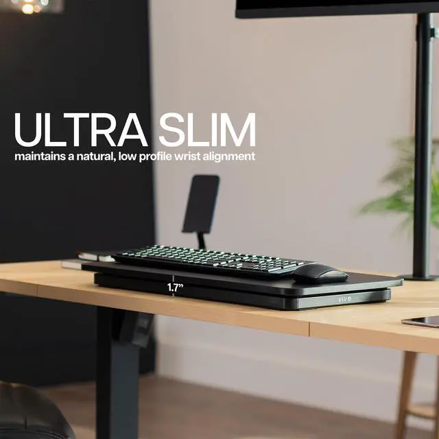 Alt view image 3 of 7 - Single Top 24 inch Scissors Lift Keyboard and Mouse Riser, Height Adjustable Laptop Desk, For Ergonomic Sit Stand Workstations, Black, DESK-V024A