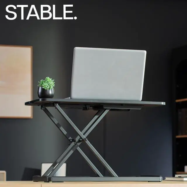 Alt view image 7 of 7 - Single Top 24 inch Scissors Lift Keyboard and Mouse Riser, Height Adjustable Laptop Desk, For Ergonomic Sit Stand Workstations, Black, DESK-V024A