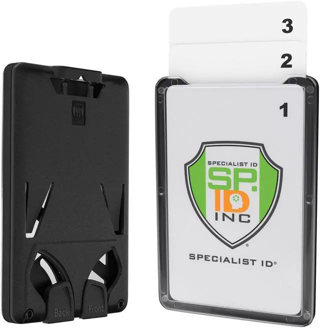 Main image of Bulk 20 Pack - 3 Card Badge Holder Up to Three ID Badges - Heavy Duty Vertical Hard Plastic Case for Multiple Cards - Polycarbonate - Tactical CAC, Smart & Swipe I'd Holders by (Black)