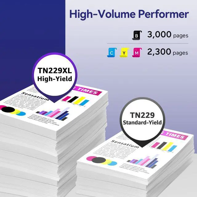 Alt view image 3 of 7 - TN229XL Toner Cartridge Replacement for Brother TN229 TN229XL Toner Compatible with Brother MFC-L3780CDW HL-L3280CDW MFC-L3720CDW HL-L3220CDW HL-L3300CDW, High Yield 4-Pack (BK/C/M/Y)