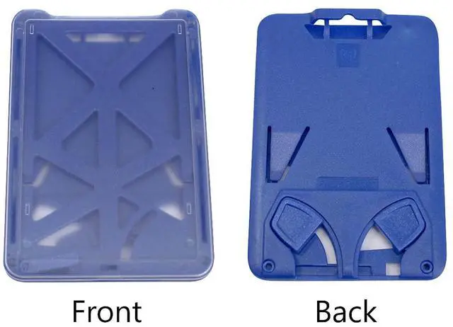 Alt view image 5 of 5 - Bulk 20 Pack - 3 Card Badge Holder Up to THREE I'D Badges - Heavy Duty Vertical Rigid Hard Plastic Case for Multiple Cards - Polycarbonate - Tactical CAC, Smart & Swipe Holders by (Blue)