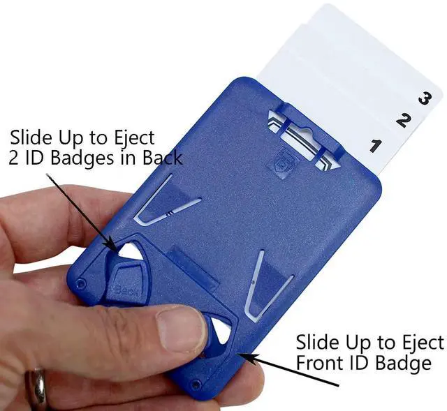 Alt view image 3 of 5 - Bulk 20 Pack - 3 Card Badge Holder Up to THREE I'D Badges - Heavy Duty Vertical Rigid Hard Plastic Case for Multiple Cards - Polycarbonate - Tactical CAC, Smart & Swipe Holders by (Blue)