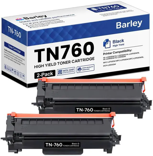 Main image of TN760 TN-760 Toner Cartridge Compatible TN760 High Yield Black Toner Cartridge Replacement for Brother TN760 TN-760 MFC-L2710DW MFC-L2750DW DCP-L2550DW Toner Printer (2-Pack)