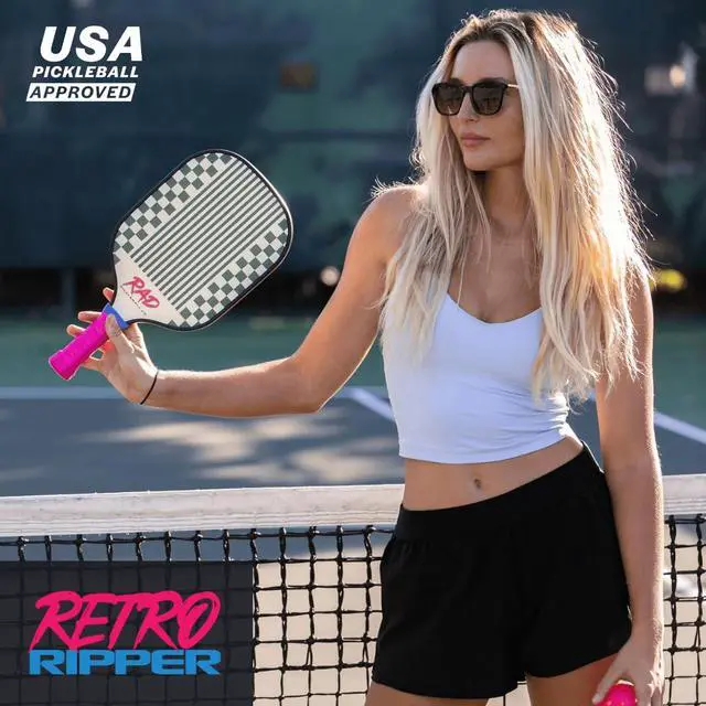 Alt view image 6 of 7 - RAD Pickleball Paddle USAPA Approved Pickleball Racket Fiberglass Surface with Spin Grit Tech Carbon Fiber Pickleball Paddle for Power & Control Indoor & Outdoor